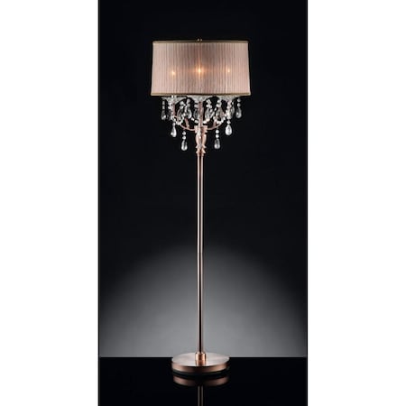 Homeroots Silver & Pink Faux Crystal Chandelier Floor Lamp 468404